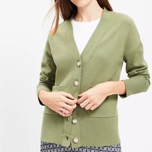 Nwt loft, outlet button up cardigan size small olive green